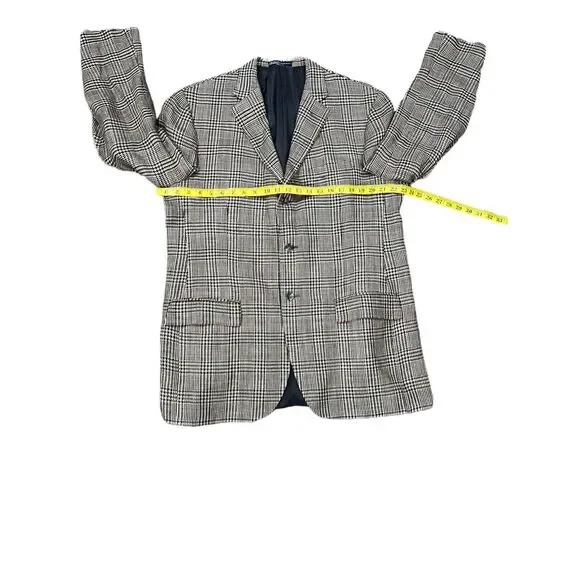Polo by Ralph Lauren Hounds Tooth Double Vented Three Button Front Blazer Sz 44L